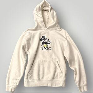 Disney Mickey Mouse Hoodie Genuine Mousewear Cream Fleece Pullover | Women’s XS